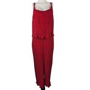 Eloquii Red Black Polk Dat Business Work Wear Jumpsuit Women's 22